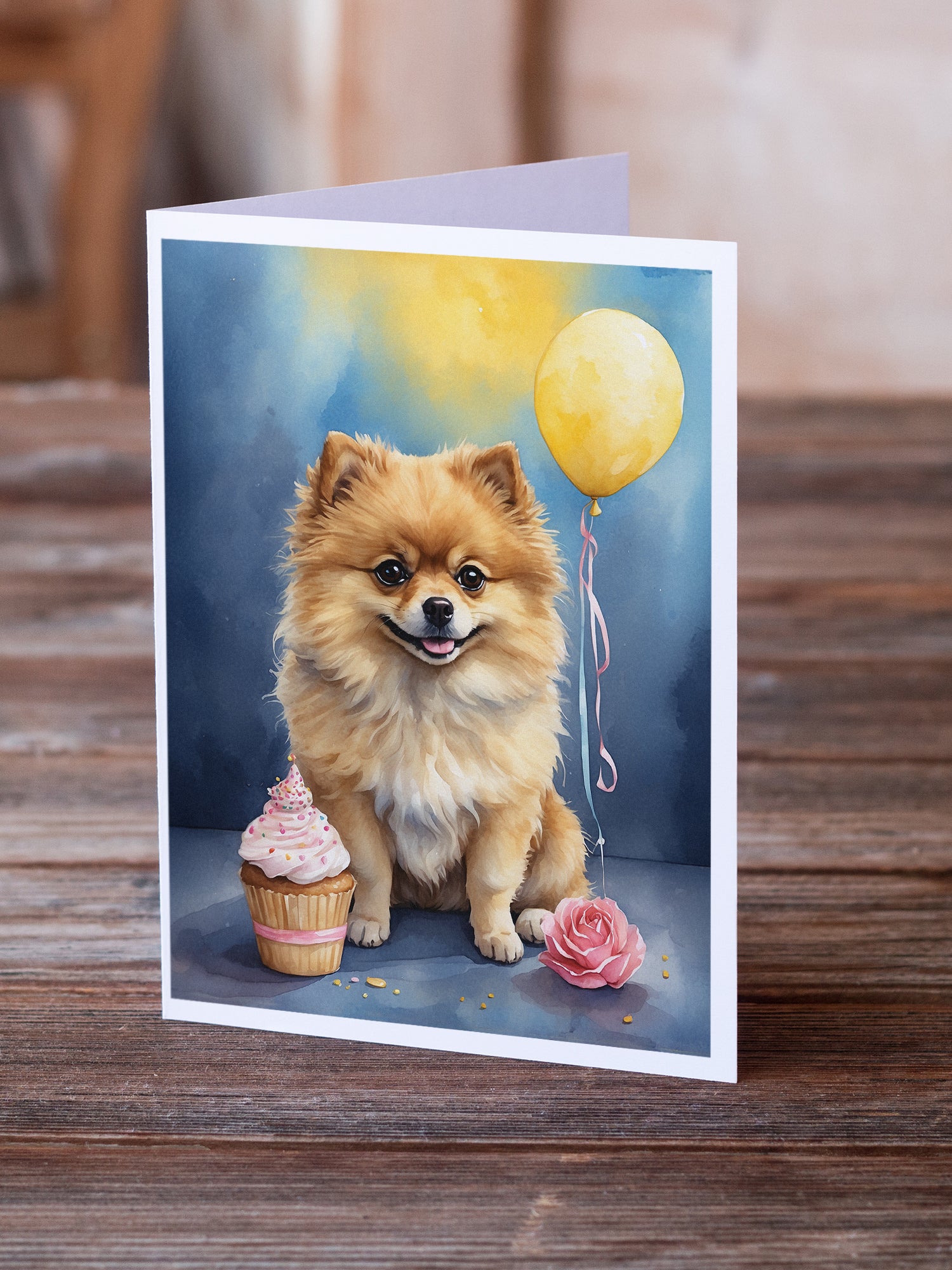 Caroline's Treasures Pomeranian Happy Birthday Greeting Cards - Blank Note Cards – 8-Pack of Artist-Designed Cards with Envelopes
