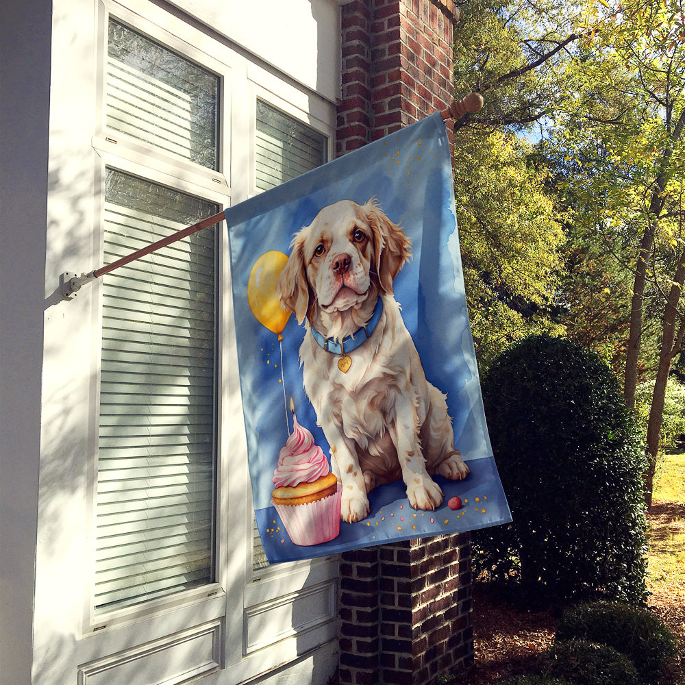 Caroline's Treasures Clumber Spaniel Happy Birthday House Flag