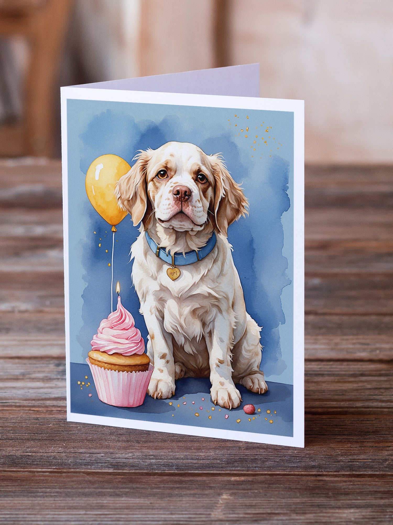 Caroline's Treasures Clumber Spaniel Happy Birthday Greeting Cards - Blank Note Cards – 8-Pack of Artist-Designed Cards with Envelopes