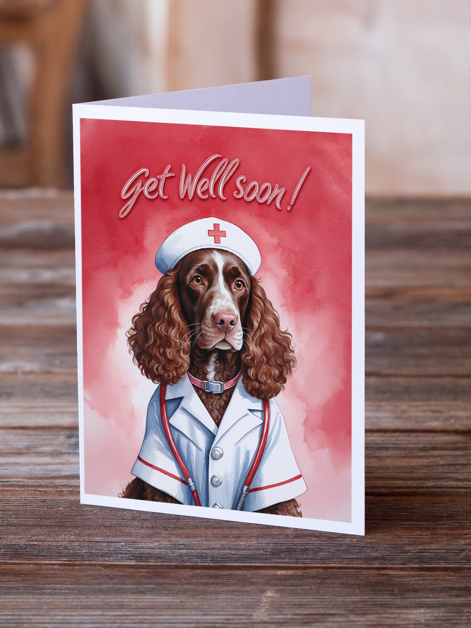 Caroline's Treasures American Water Spaniel Get Well Soon Greeting Cards - Blank Note Cards – 8-Pack of Artist-Designed Cards with Envelopes