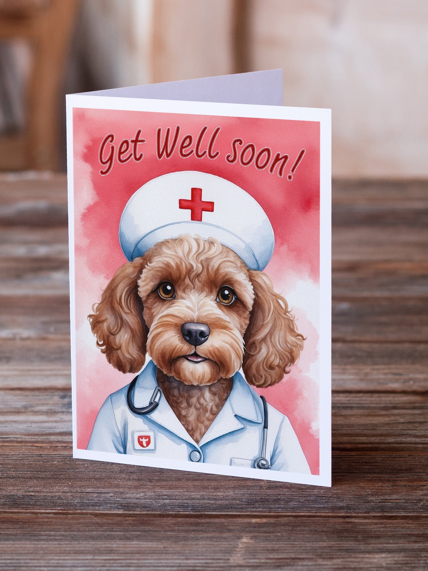 Caroline's Treasures Cockapoo Get Well Soon Greeting Cards - Blank Note Cards – 8-Pack of Artist-Designed Cards with Envelopes