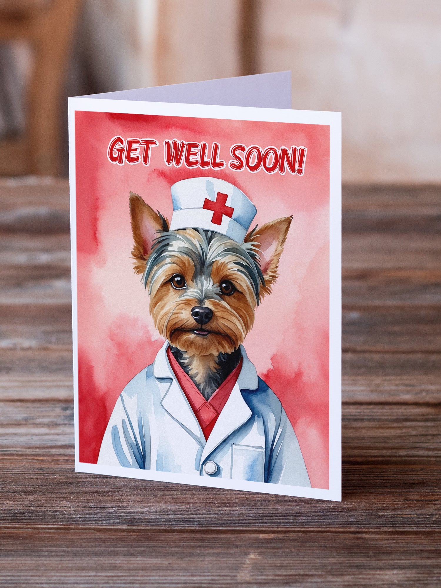 Caroline's Treasures Silky Terrier Get Well Soon Greeting Cards - Blank Note Cards – 8-Pack of Artist-Designed Cards with Envelopes