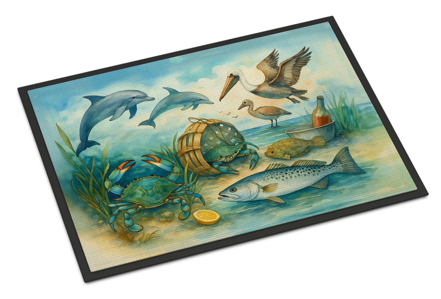 Caroline's Treasures Along the coast - Crab Pelican Dolphins Doormat-24x36 Indoor / Outdoor Rug | Made in USA