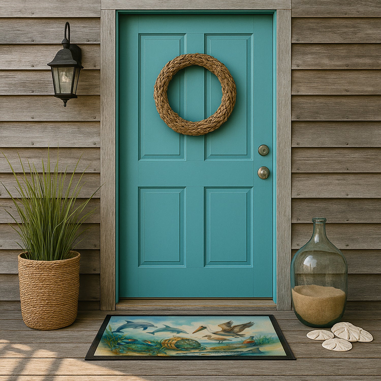 Caroline's Treasures Along the coast - Crab Pelican Dolphins Doormat