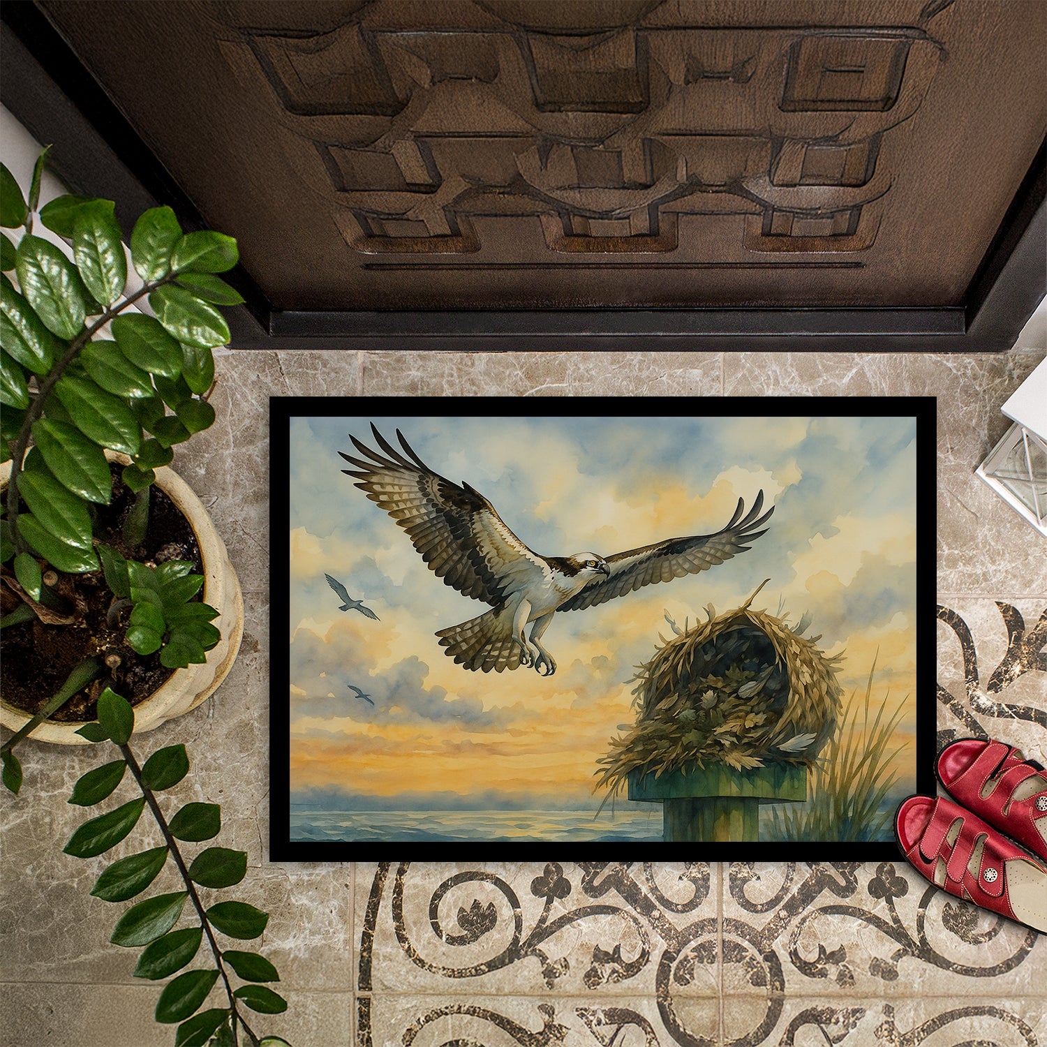 Caroline's Treasures Osprey Nest Over the Bay Doormat-24x36 Indoor / Outdoor Rug | Made in USA