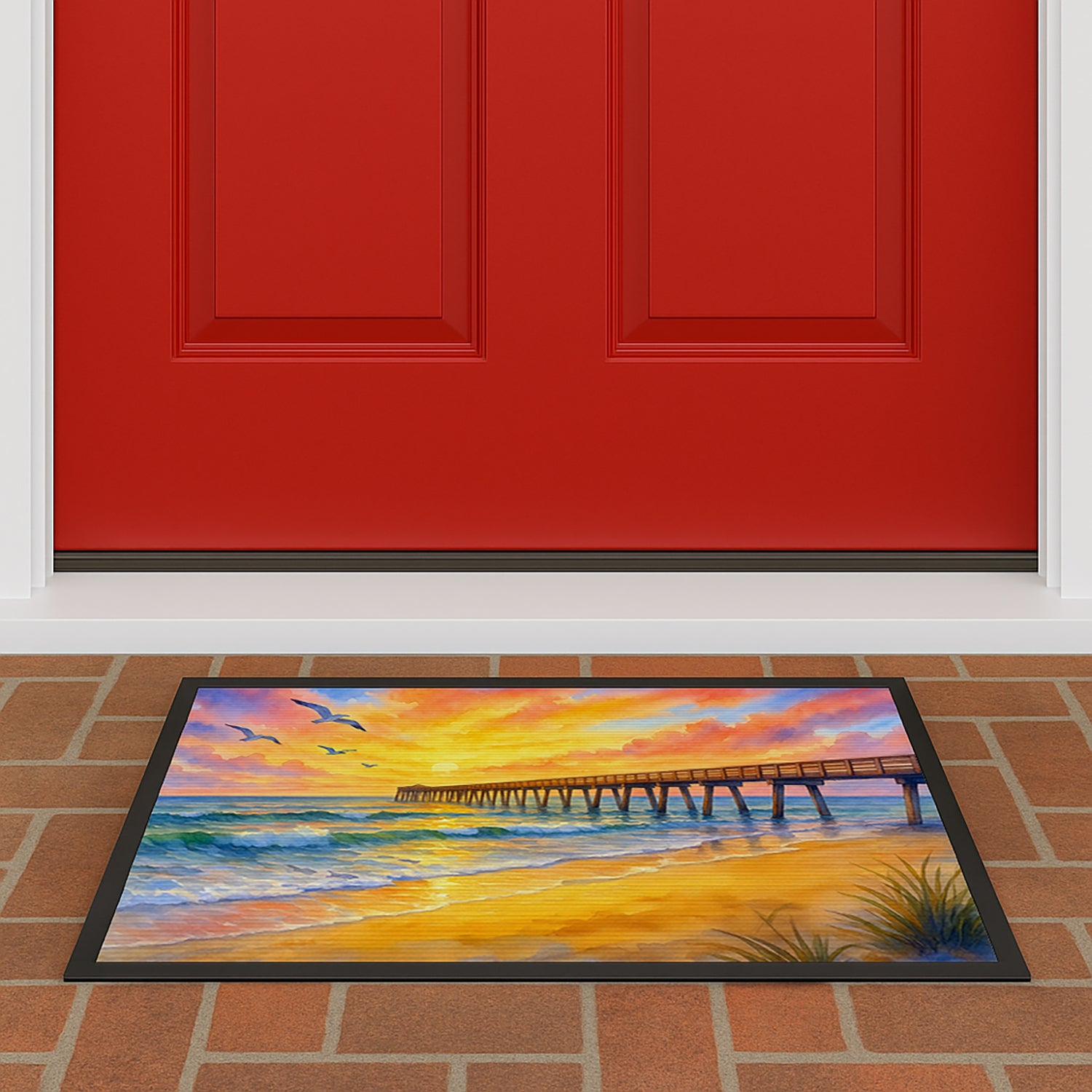 Caroline's Treasures Beach Pier at Sunrise Doormat