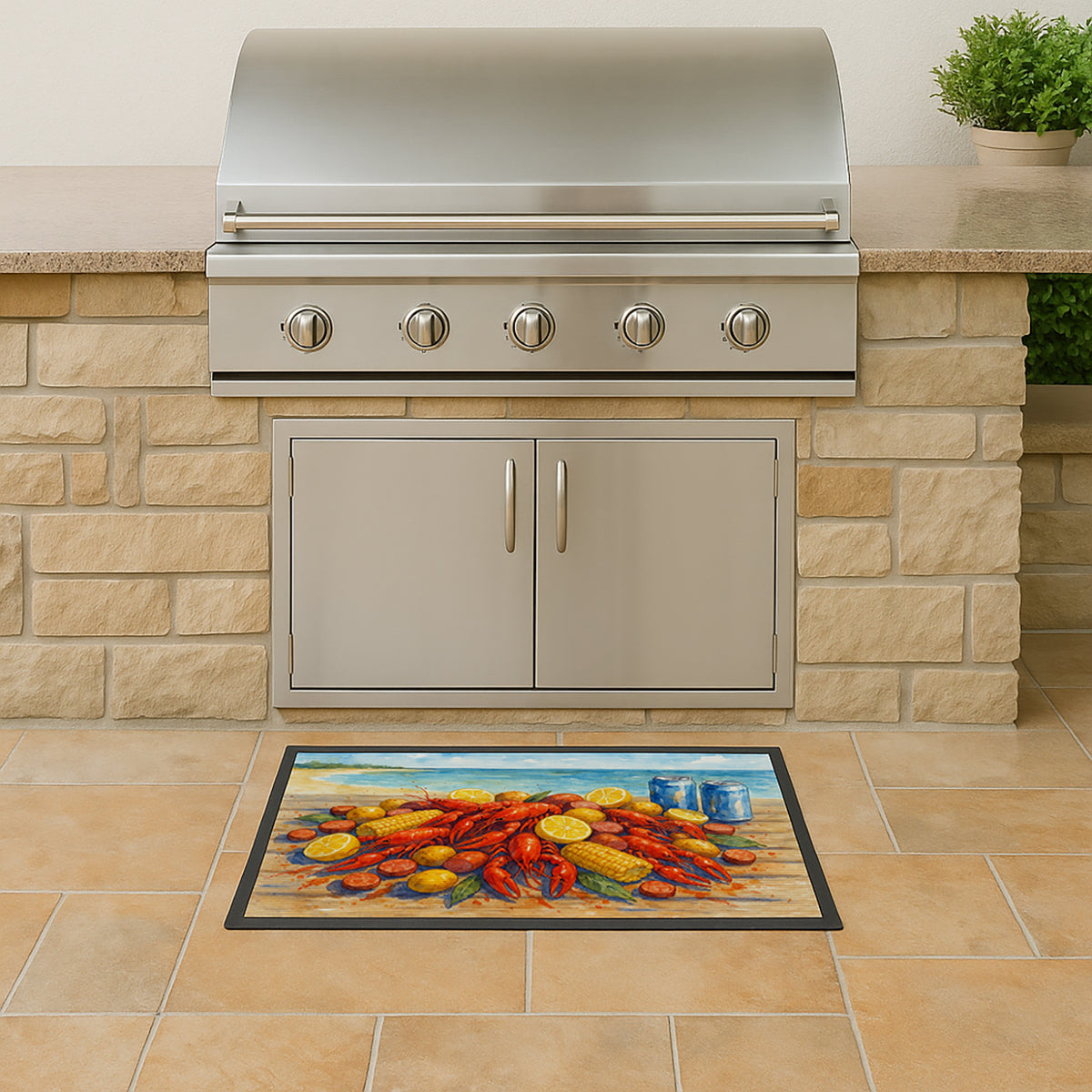 Caroline's Treasures Crawfish on the Beach Doormat