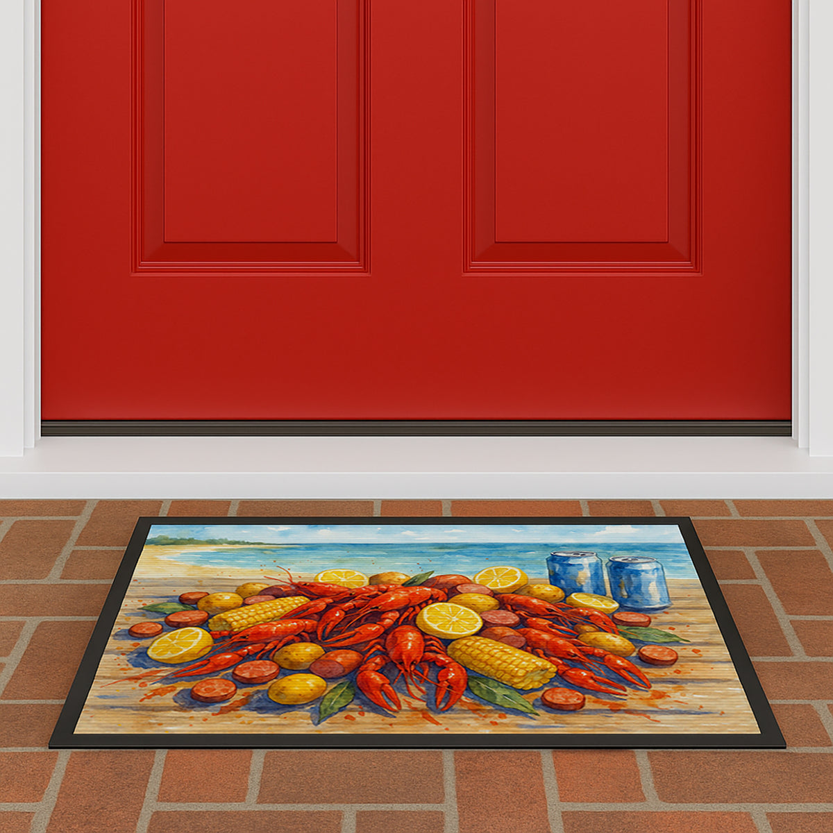 Caroline's Treasures Crawfish on the Beach Doormat