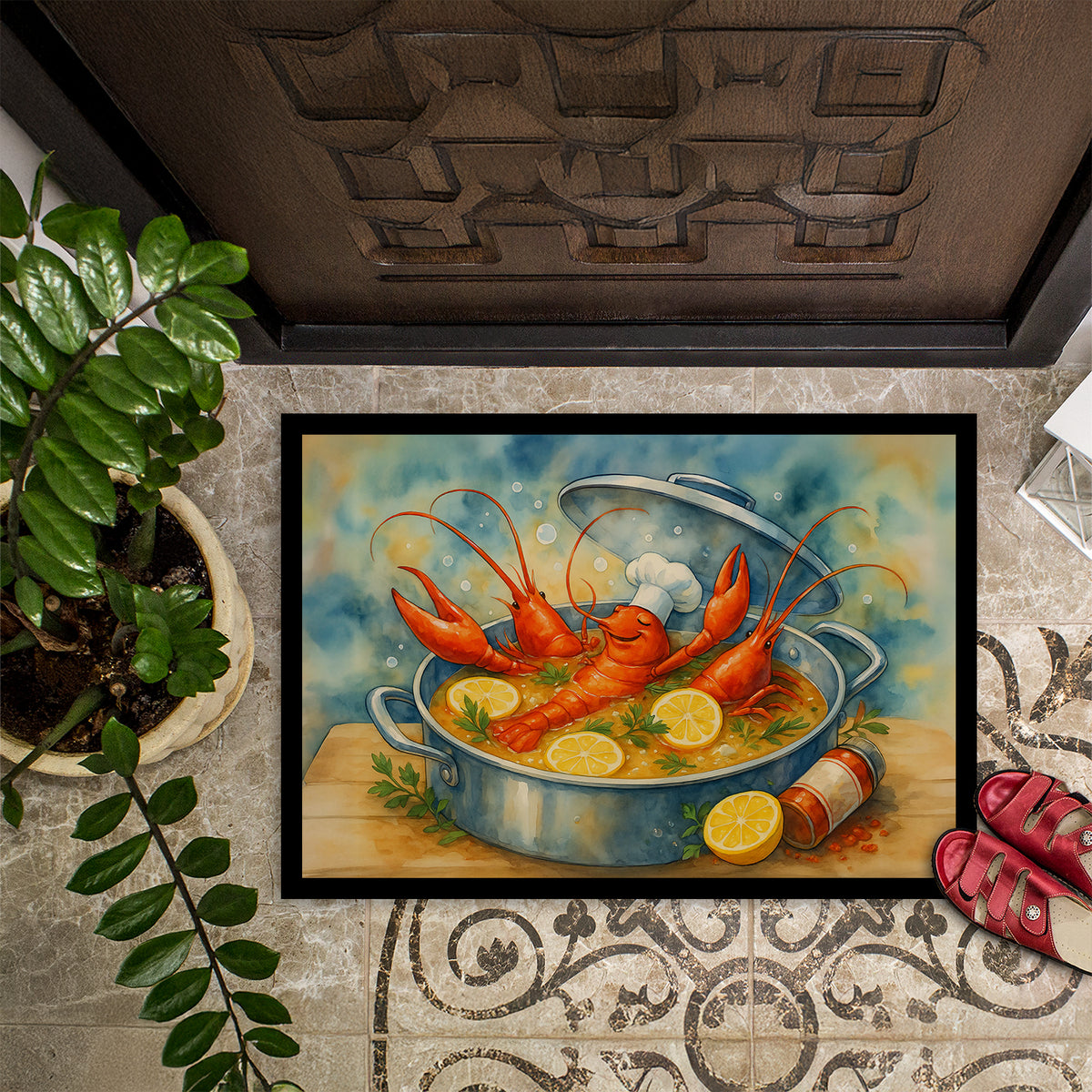 Caroline's Treasures Crawfish Spa Day Doormat-24x36 Indoor / Outdoor Rug | Made in USA
