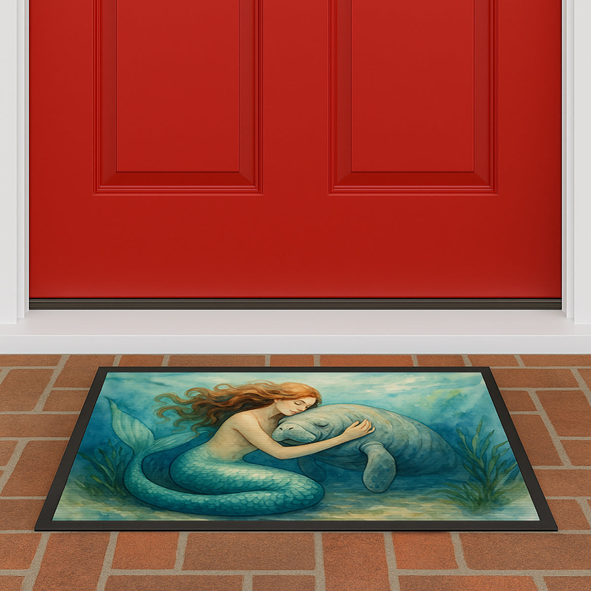 Caroline's Treasures Mermaid and Manatee Doormat