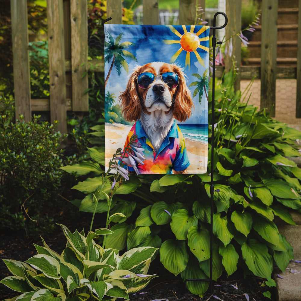 Caroline's Treasures Cavalier Spaniel Summer Beach Time Garden Flag