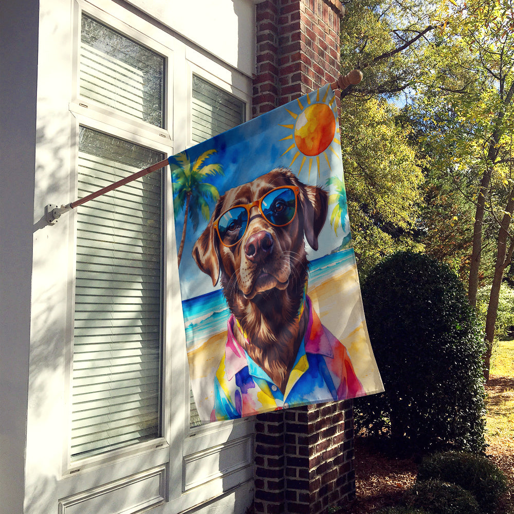 Caroline's Treasures Chocolate Labrador Retriever Summer Beach Time House Flag