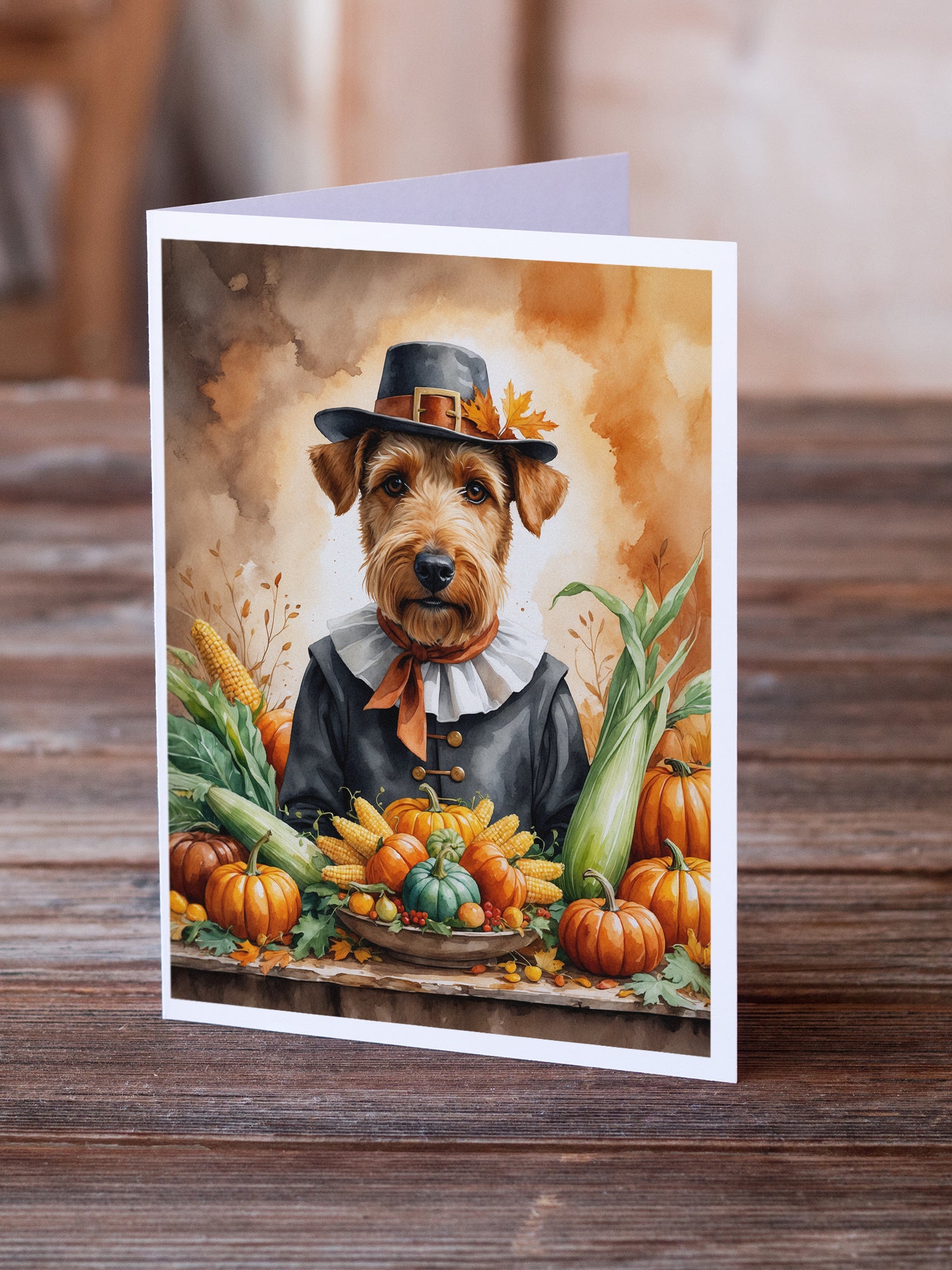 Caroline's Treasures Airedale Terrier Thanksgiving Greeting Cards Pack of 8