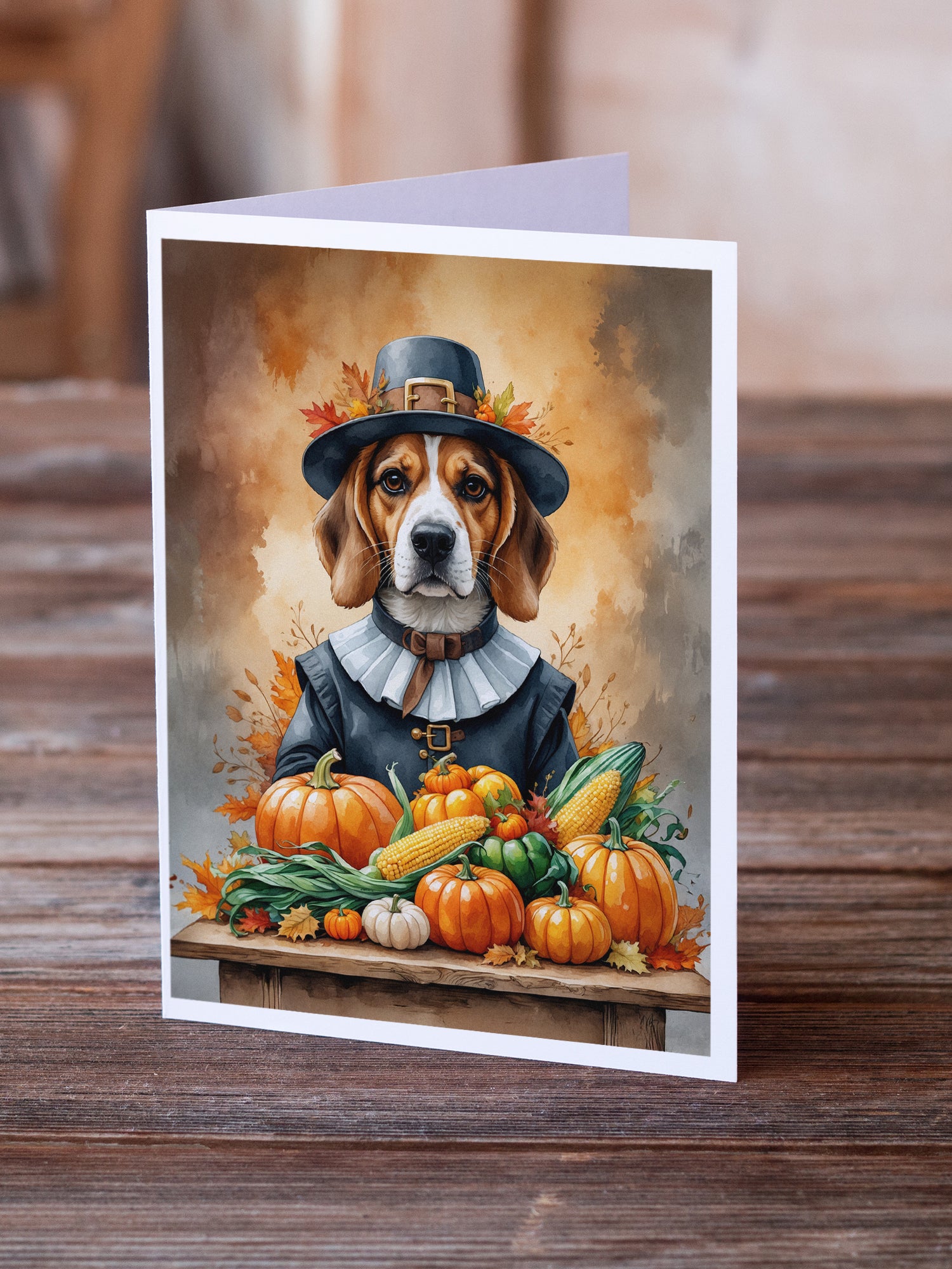 Caroline's Treasures Beagle Thanksgiving Greeting Cards Pack of 8