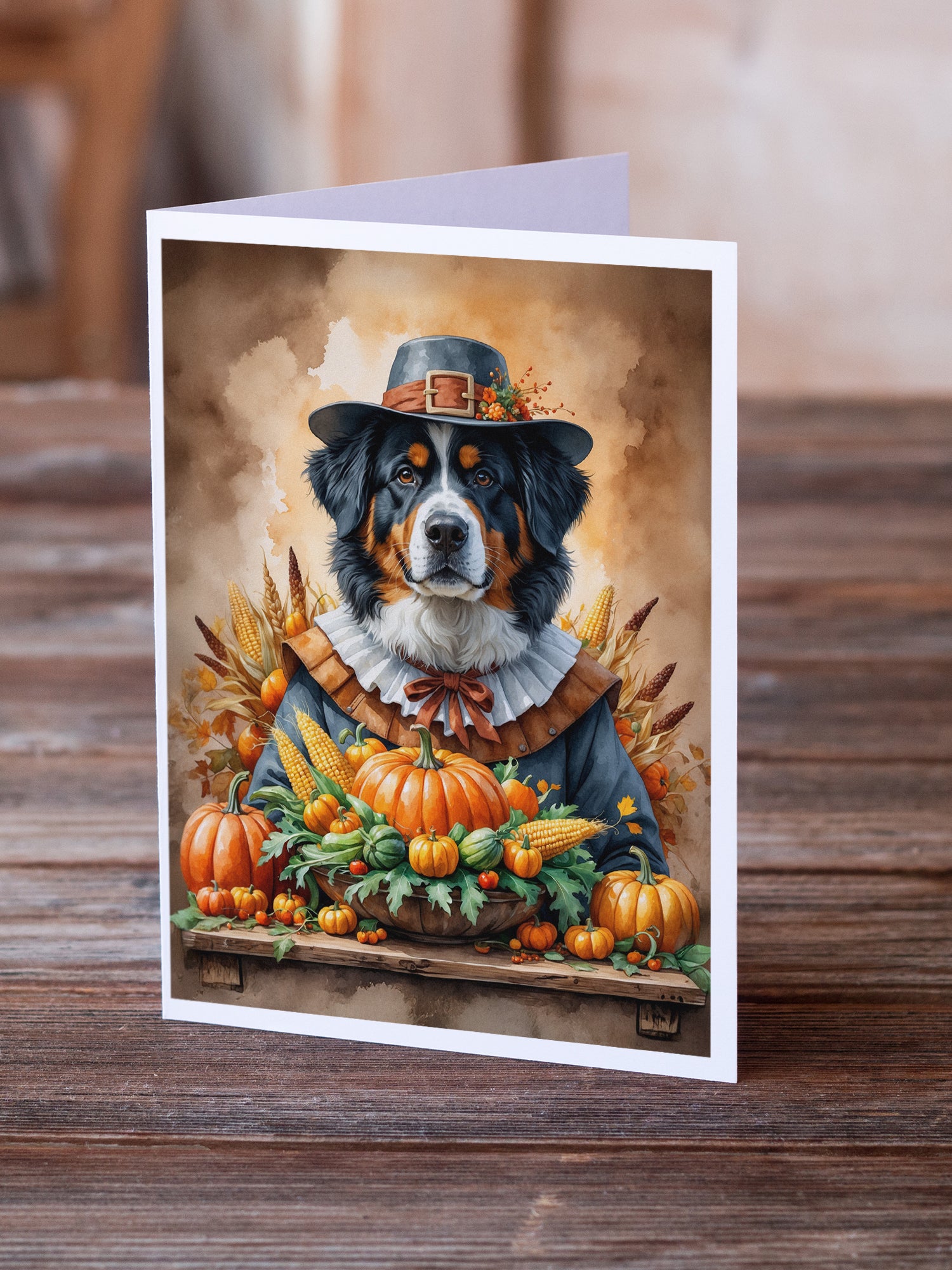 Caroline's Treasures Bernese Mountain Dog Thanksgiving Greeting Cards Pack of 8