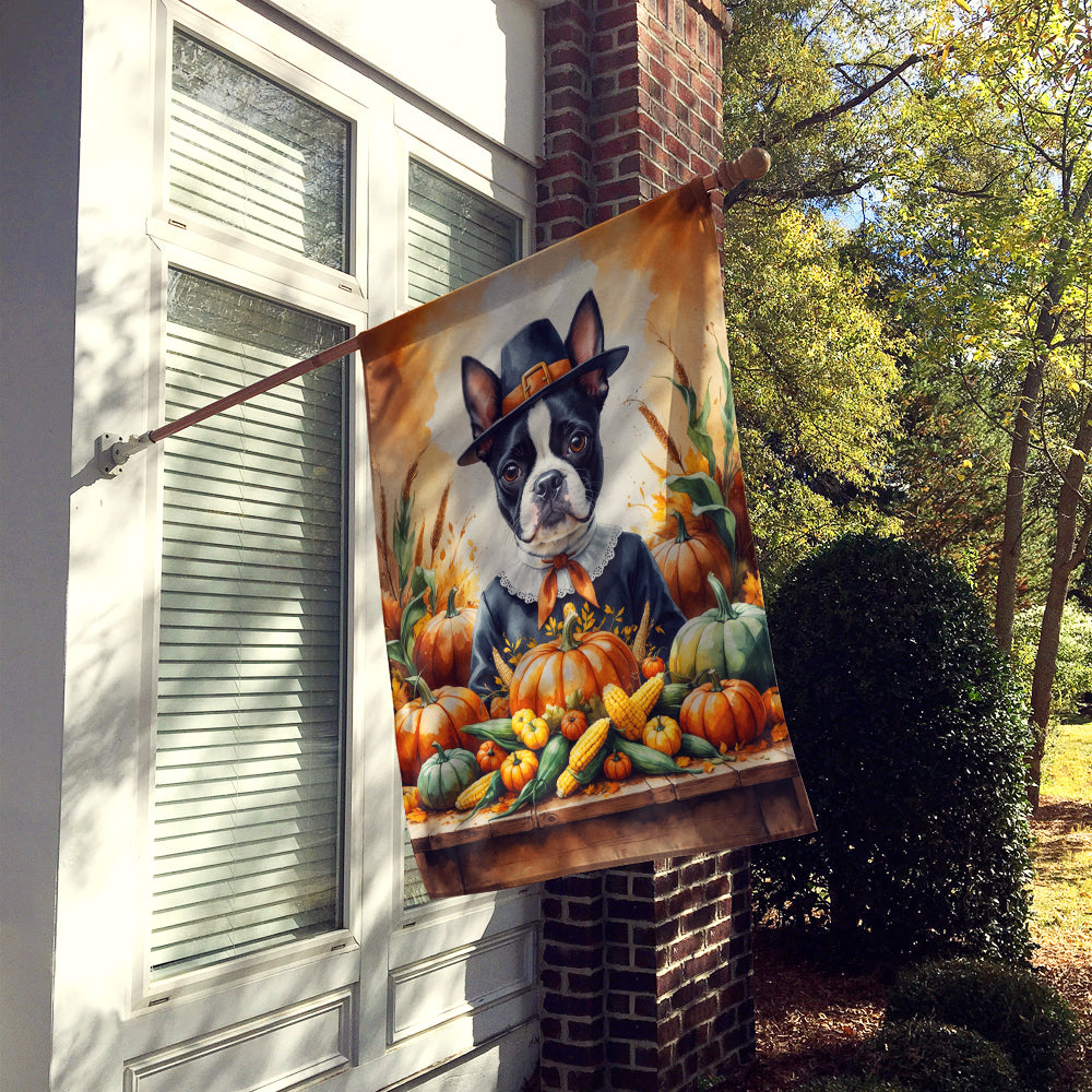 Caroline's Treasures Boston Terrier Thanksgiving House Flag