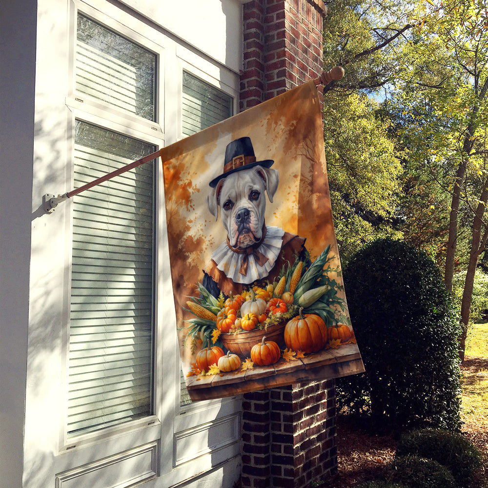 Caroline's Treasures White Boxer Thanksgiving House Flag