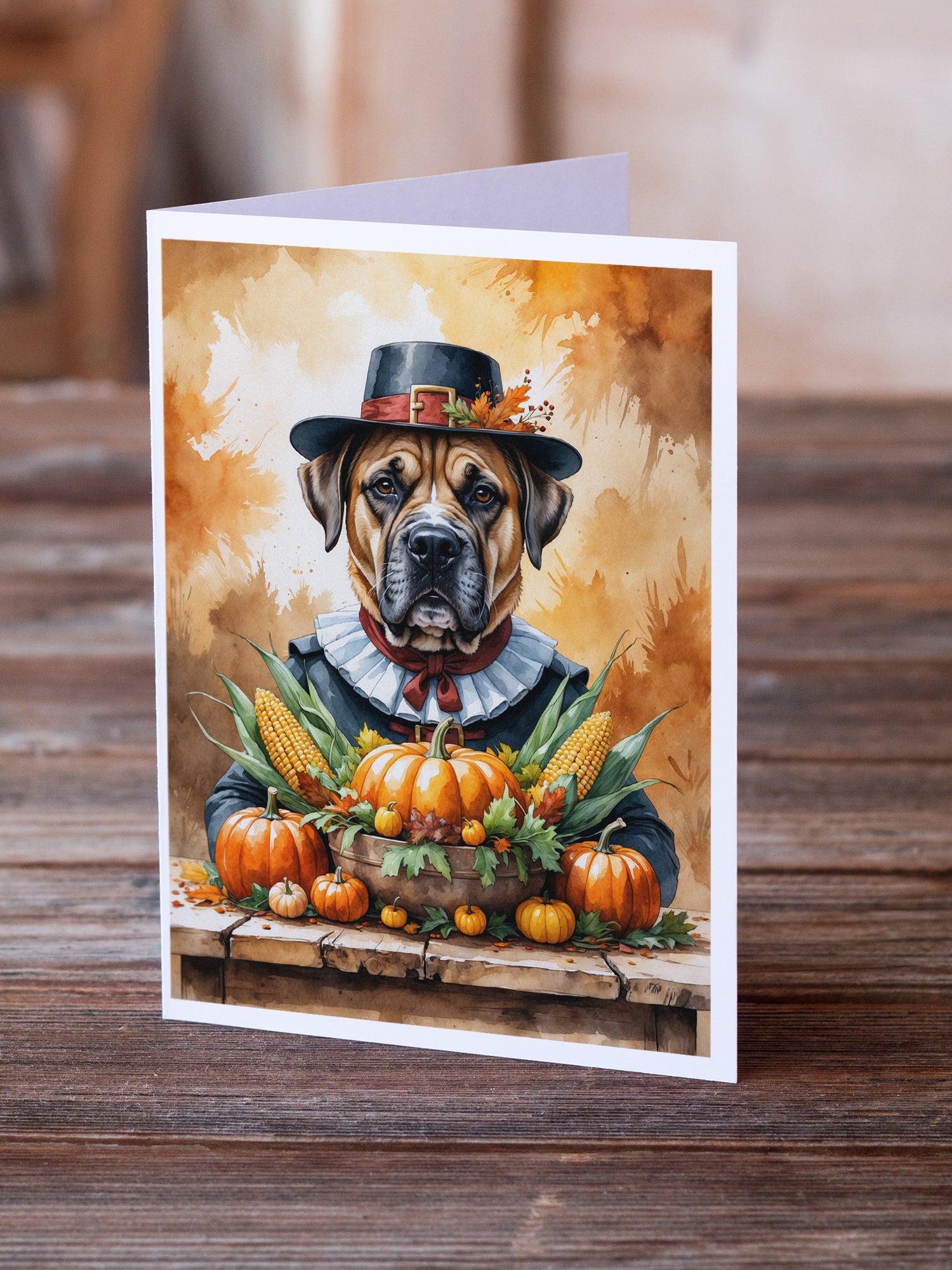 Caroline's Treasures Bullmastiff Thanksgiving Greeting Cards Pack of 8