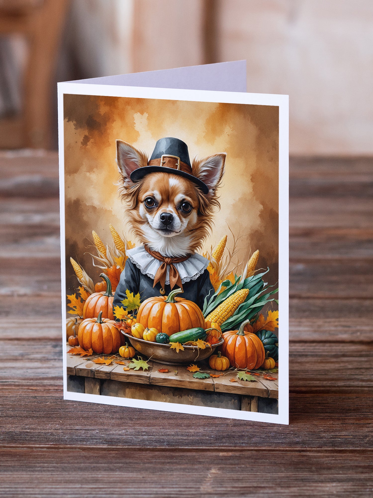 Caroline's Treasures Chihuahua Thanksgiving Greeting Cards Pack of 8
