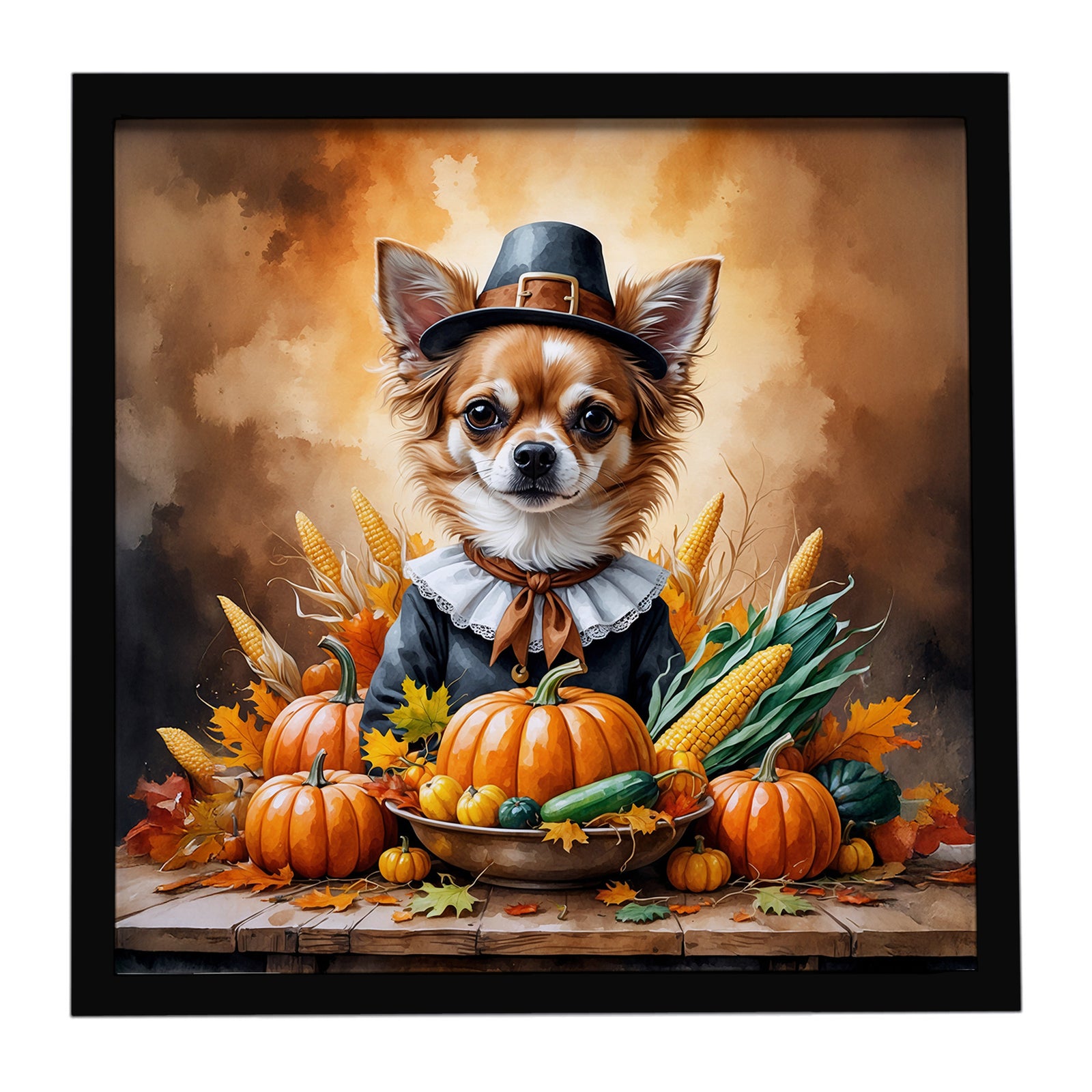 Caroline's Treasures Chihuahua Thanksgiving Framed Metal Print