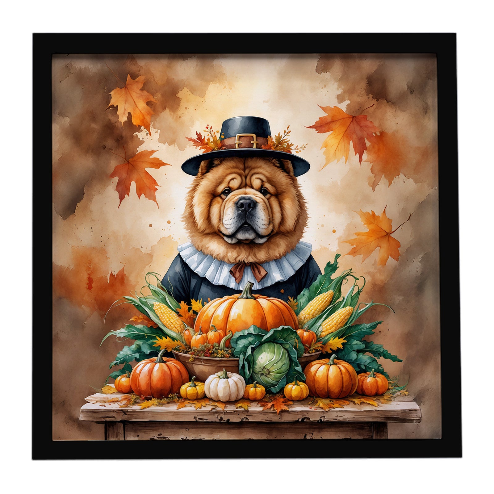 Caroline's Treasures Chow Chow Thanksgiving Framed Metal Print
