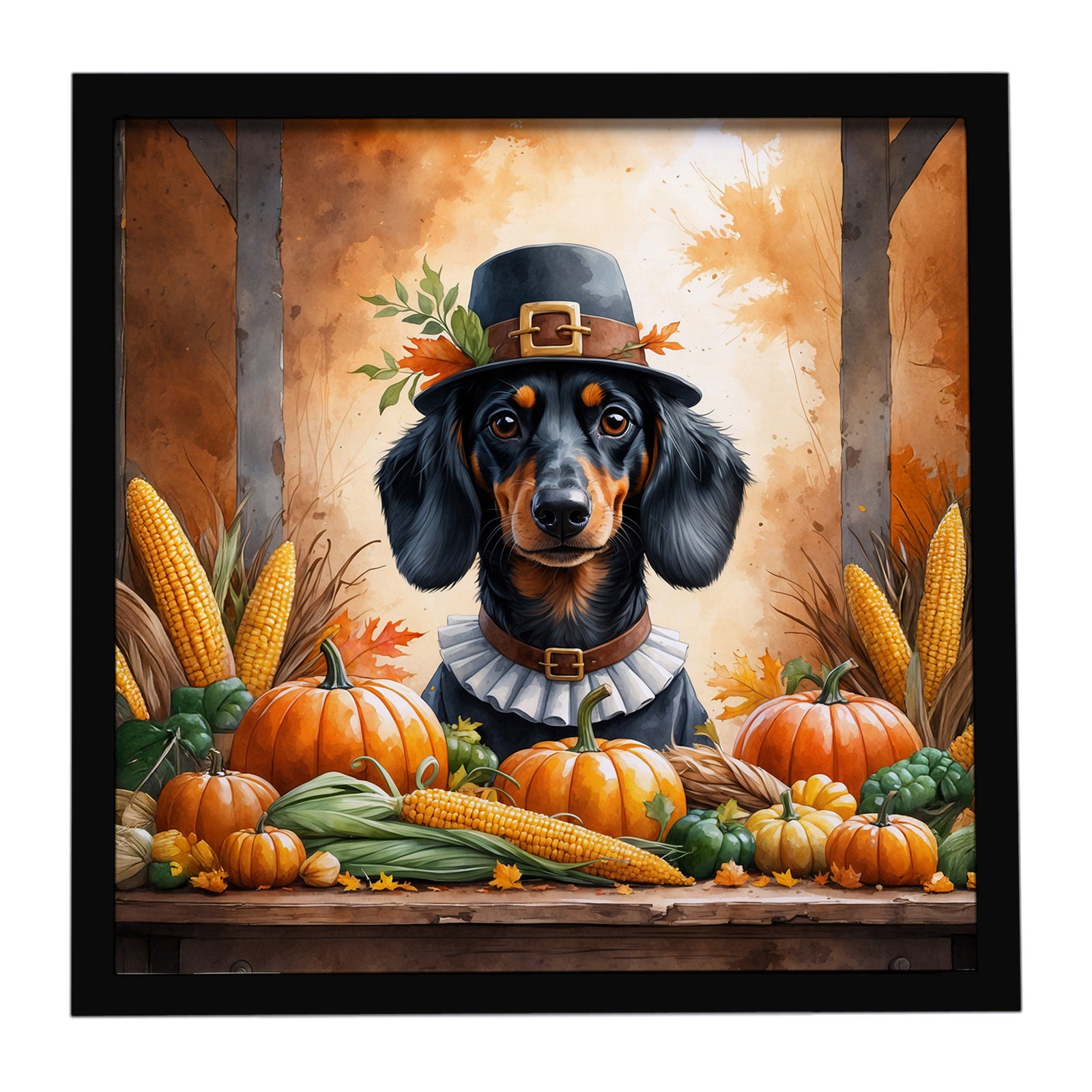 Caroline's Treasures Dachshund Thanksgiving Framed Metal Print