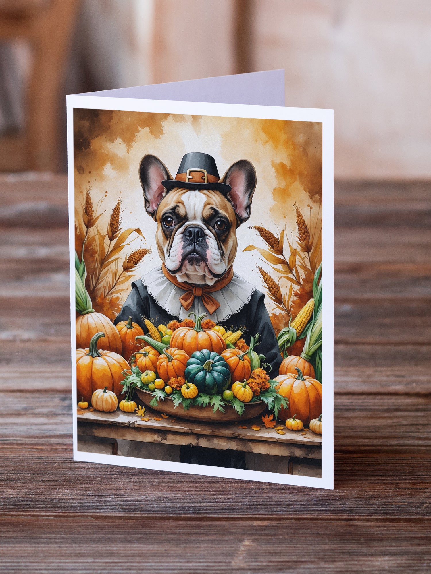 Caroline's Treasures French Bulldog Thanksgiving Greeting Cards Pack of 8