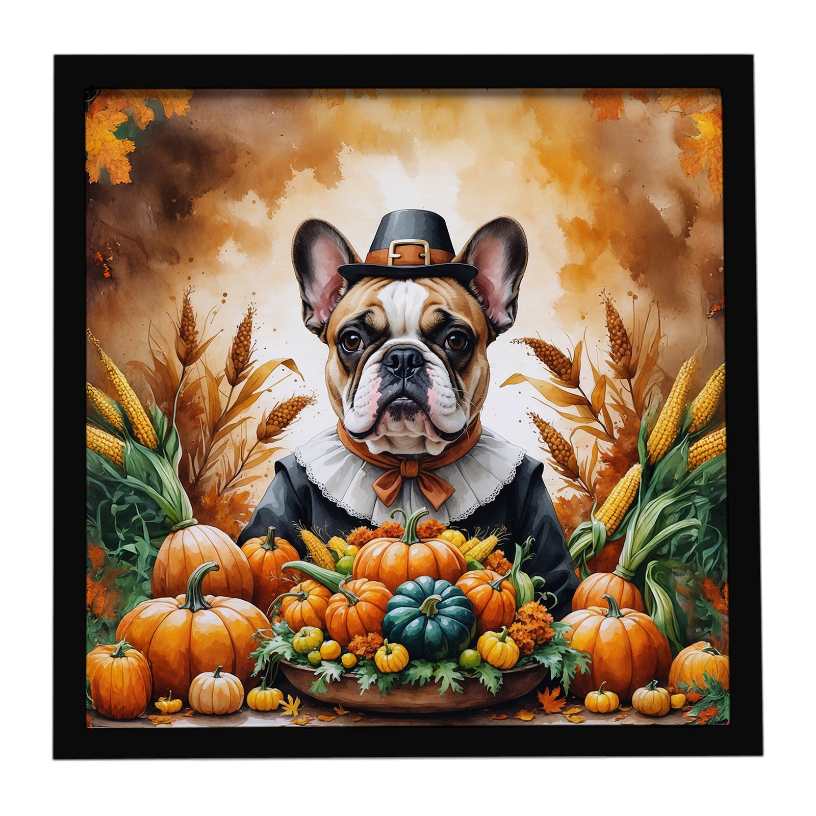 Caroline's Treasures French Bulldog Thanksgiving Framed Metal Print