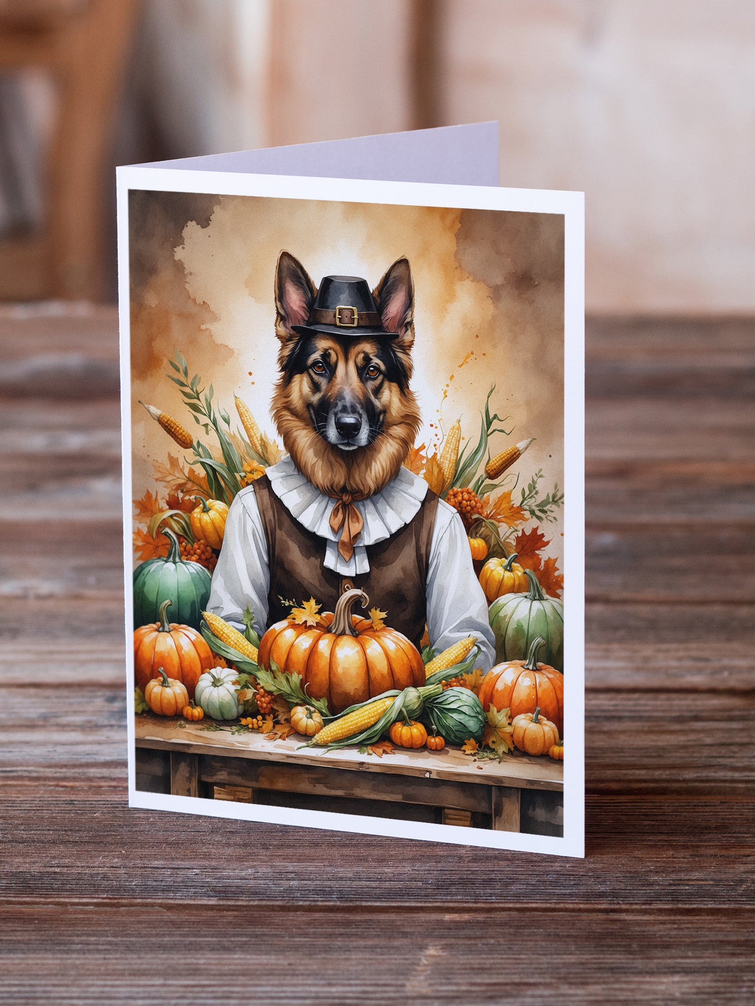 Caroline's Treasures German Shepherd Thanksgiving Greeting Cards Pack of 8