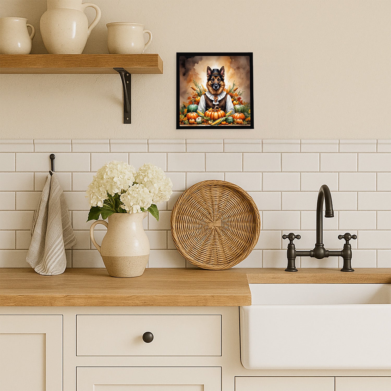 Caroline's Treasures German Shepherd Thanksgiving Framed Metal Print