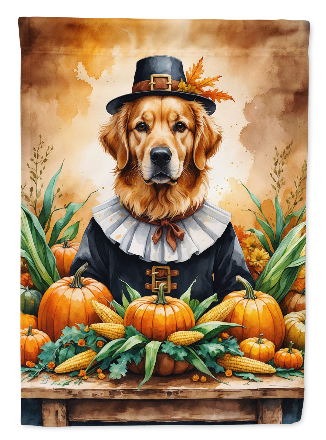 Caroline's Treasures Golden Retriever Thanksgiving Garden Flag