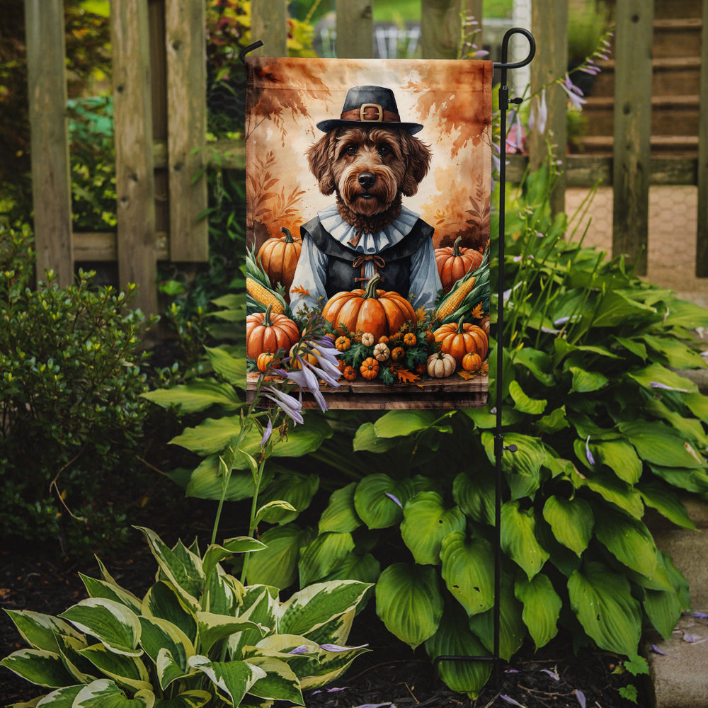 Caroline's Treasures Chocolate Labradoodle Thanksgiving Garden Flag