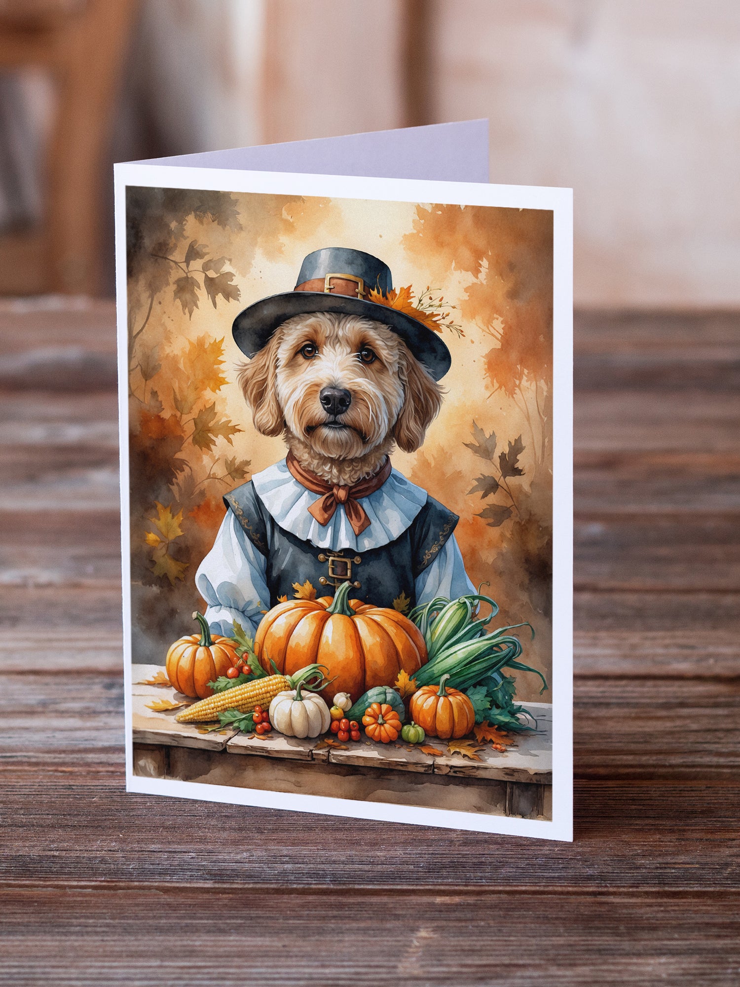 Caroline's Treasures Labradoodle Thanksgiving Greeting Cards Pack of 8