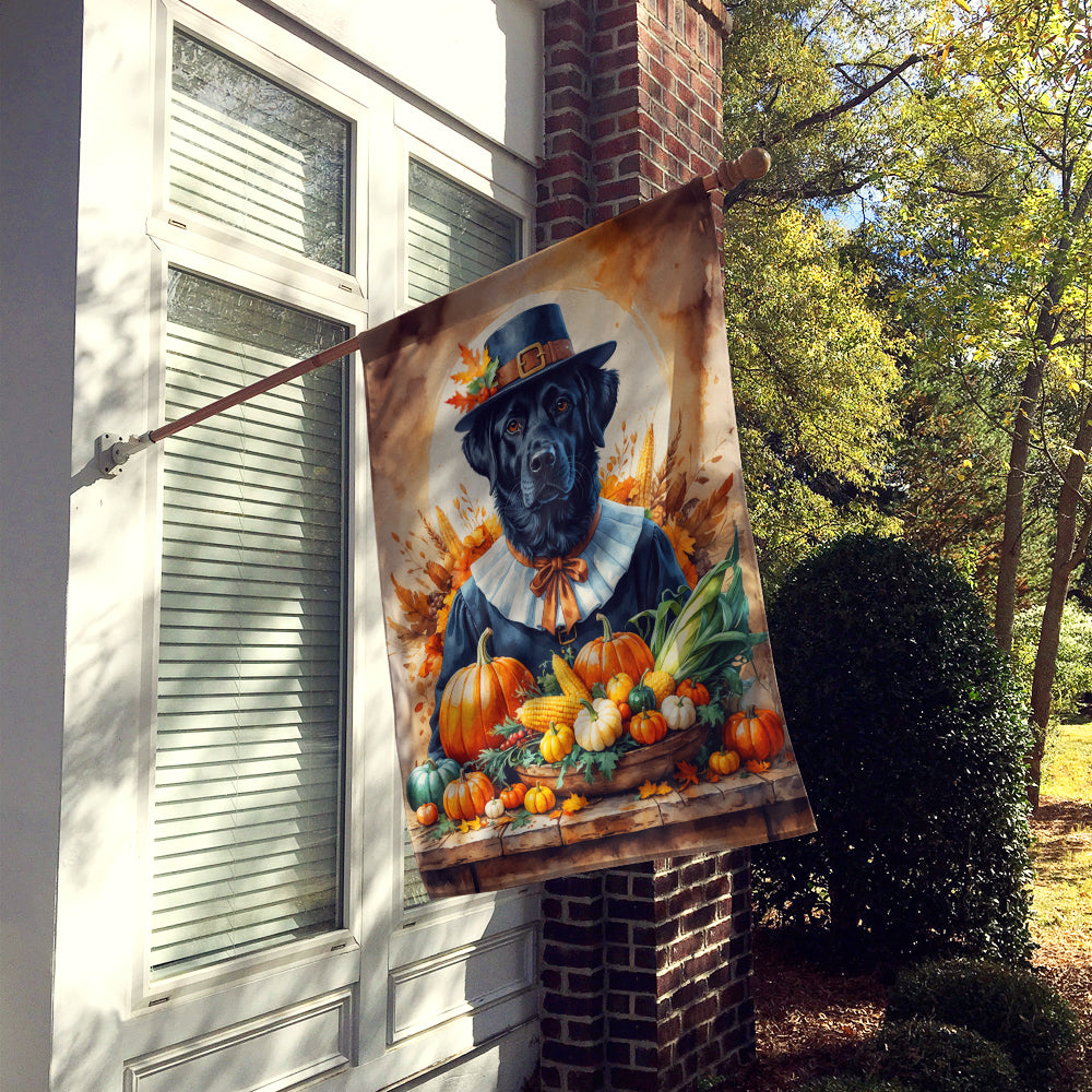 Caroline's Treasures Black Labrador Retriever Thanksgiving House Flag