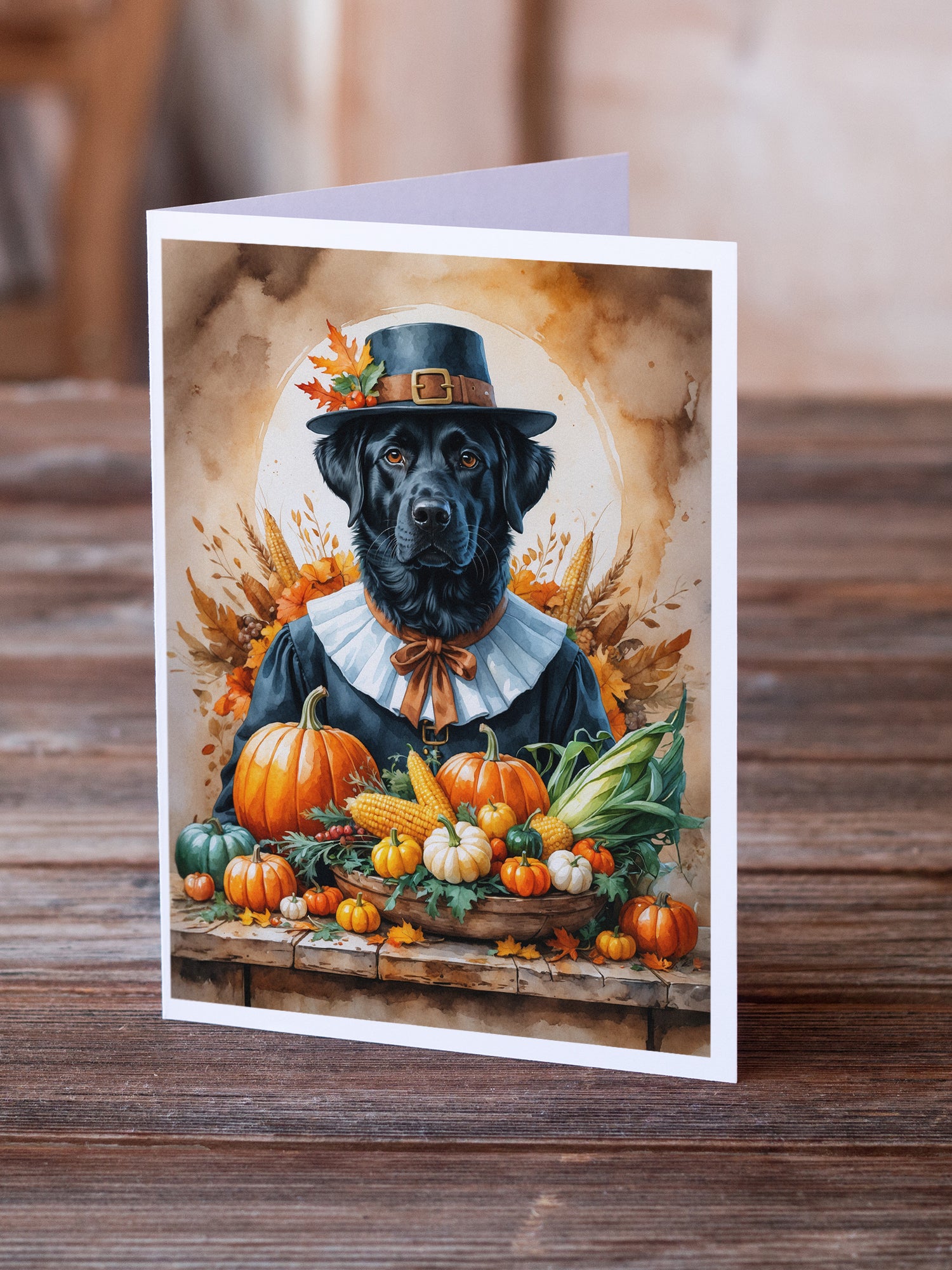 Caroline's Treasures Black Labrador Retriever Thanksgiving Greeting Cards Pack of 8