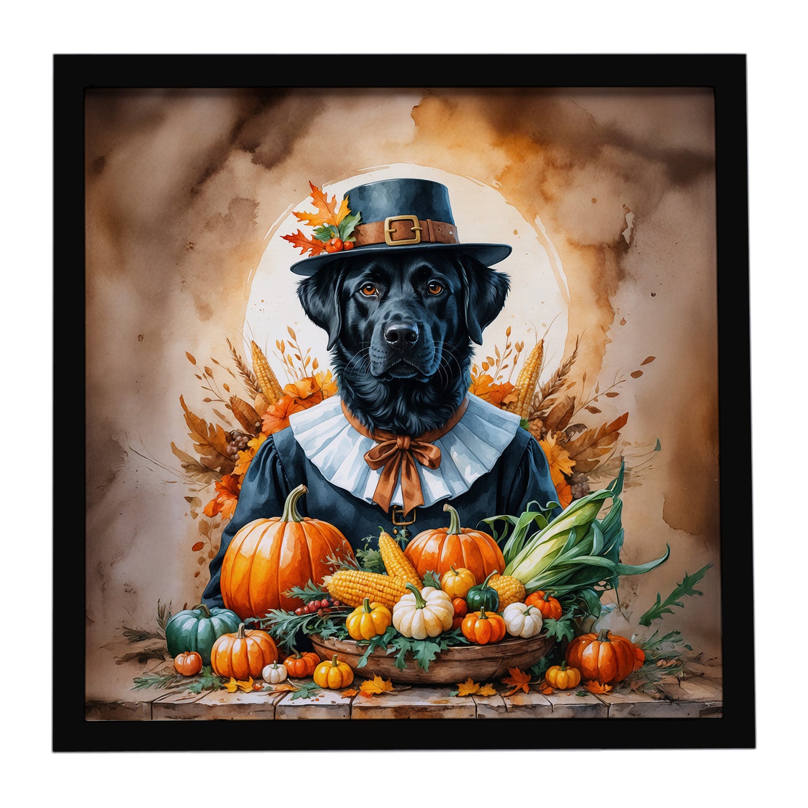 Caroline's Treasures Black Labrador Retriever Thanksgiving Framed Metal Print