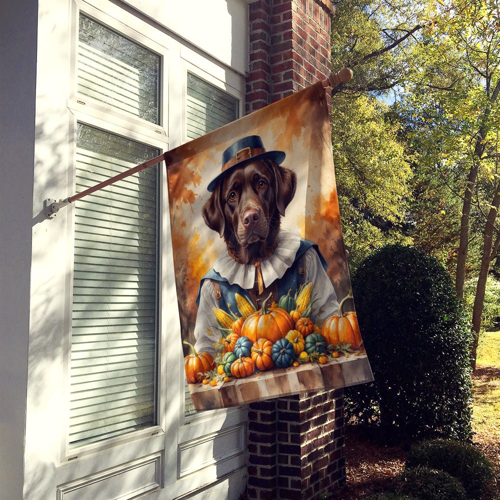 Caroline's Treasures Chocolate Labrador Retriever Thanksgiving House Flag