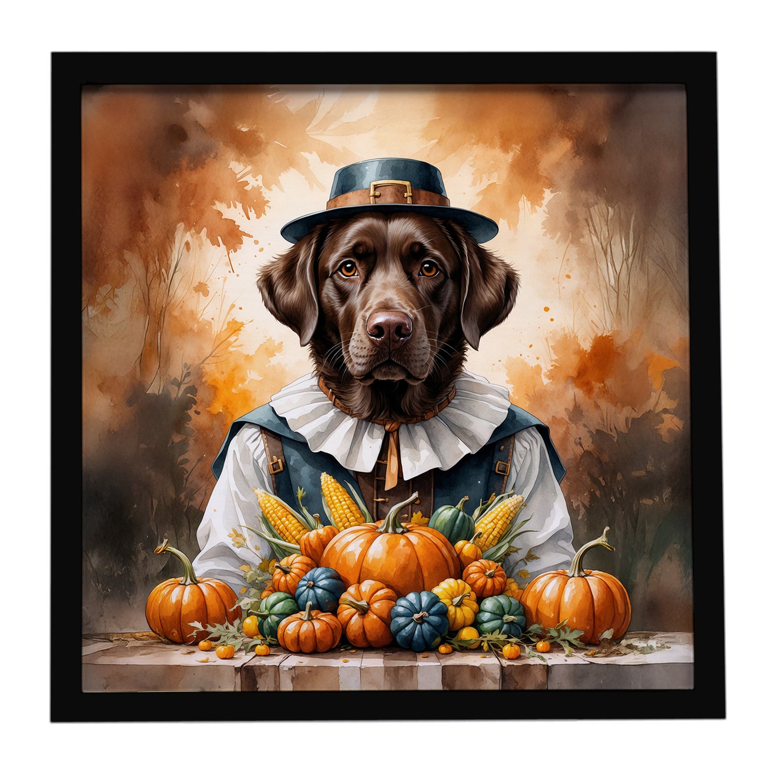 Caroline's Treasures Chocolate Labrador Retriever Thanksgiving Framed Metal Print