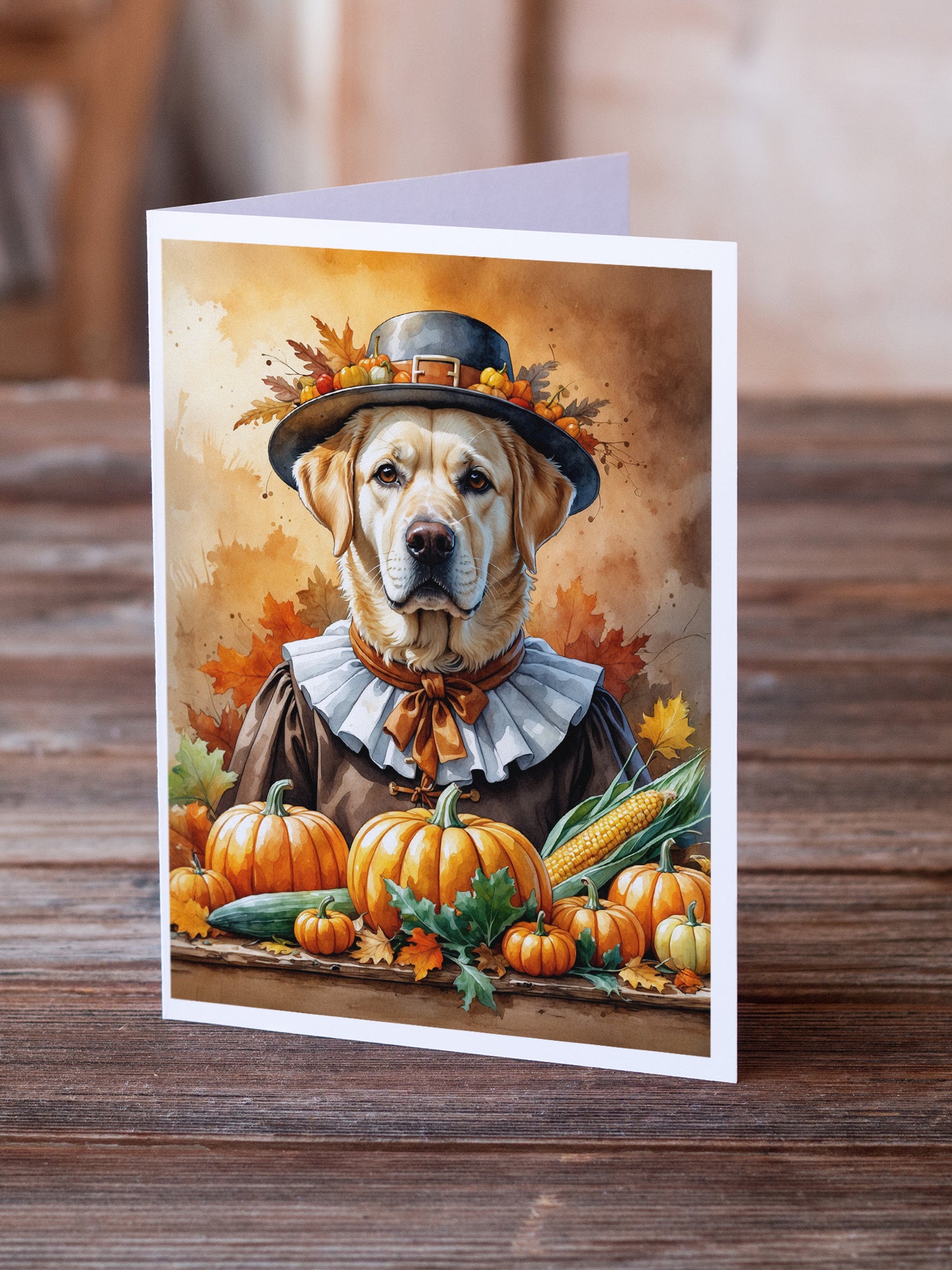 Caroline's Treasures Yellow Labrador Retriever Thanksgiving Greeting Cards Pack of 8