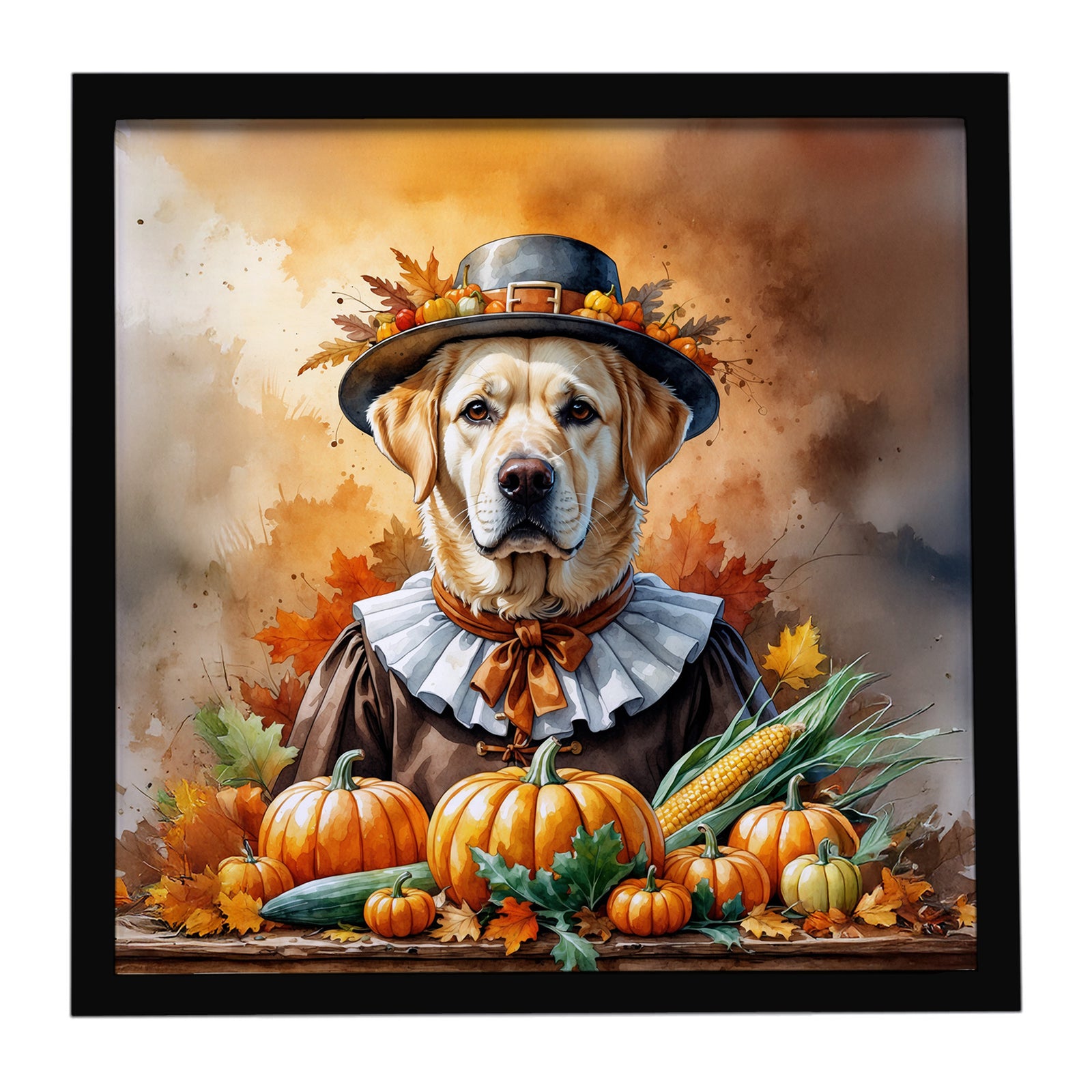 Caroline's Treasures Yellow Labrador Retriever Thanksgiving Framed Metal Print