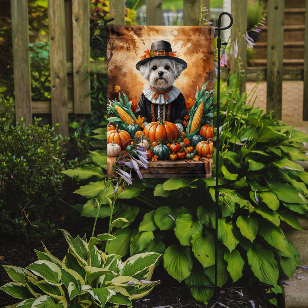 Caroline's Treasures Maltese Thanksgiving Garden Flag