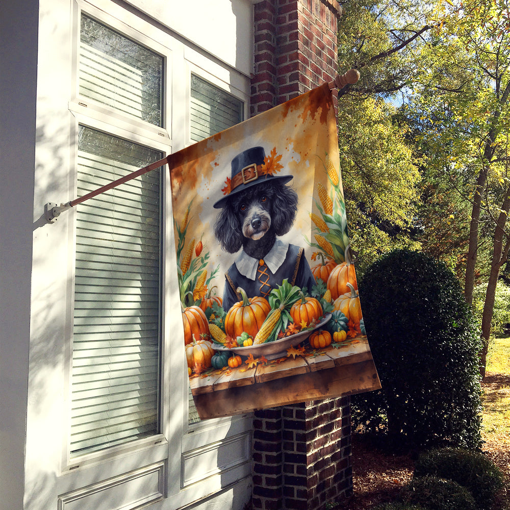 Caroline's Treasures Black Poodle Thanksgiving House Flag