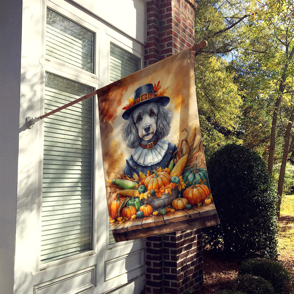Caroline's Treasures Grey Silver Poodle Thanksgiving House Flag