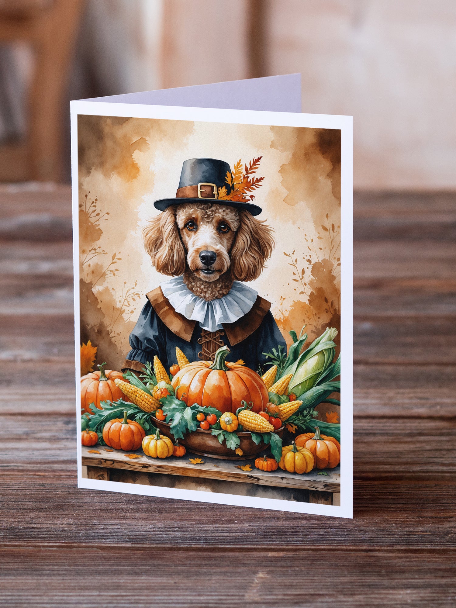 Caroline's Treasures Poodle Thanksgiving Greeting Cards Pack of 8