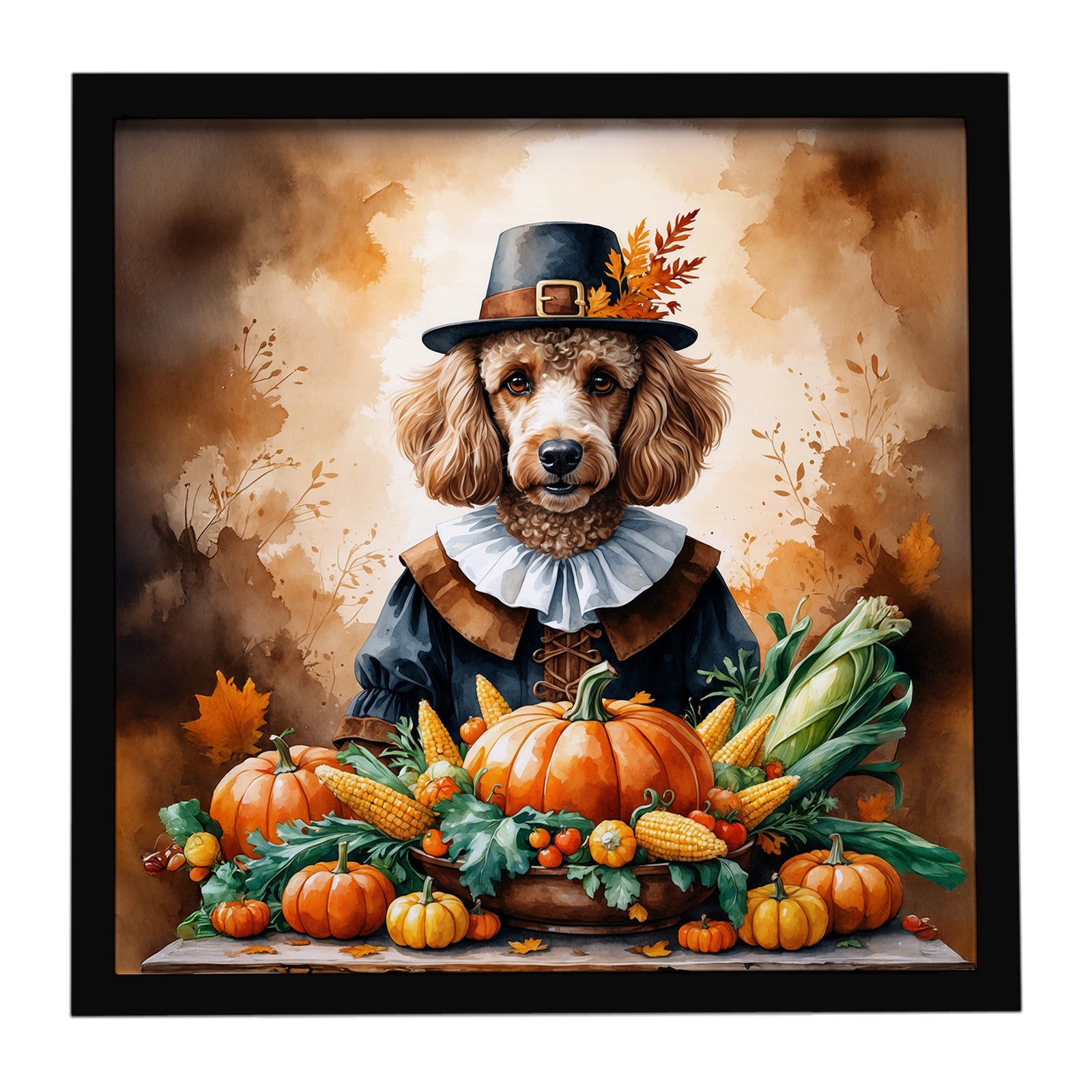 Caroline's Treasures Poodle Thanksgiving Framed Metal Print