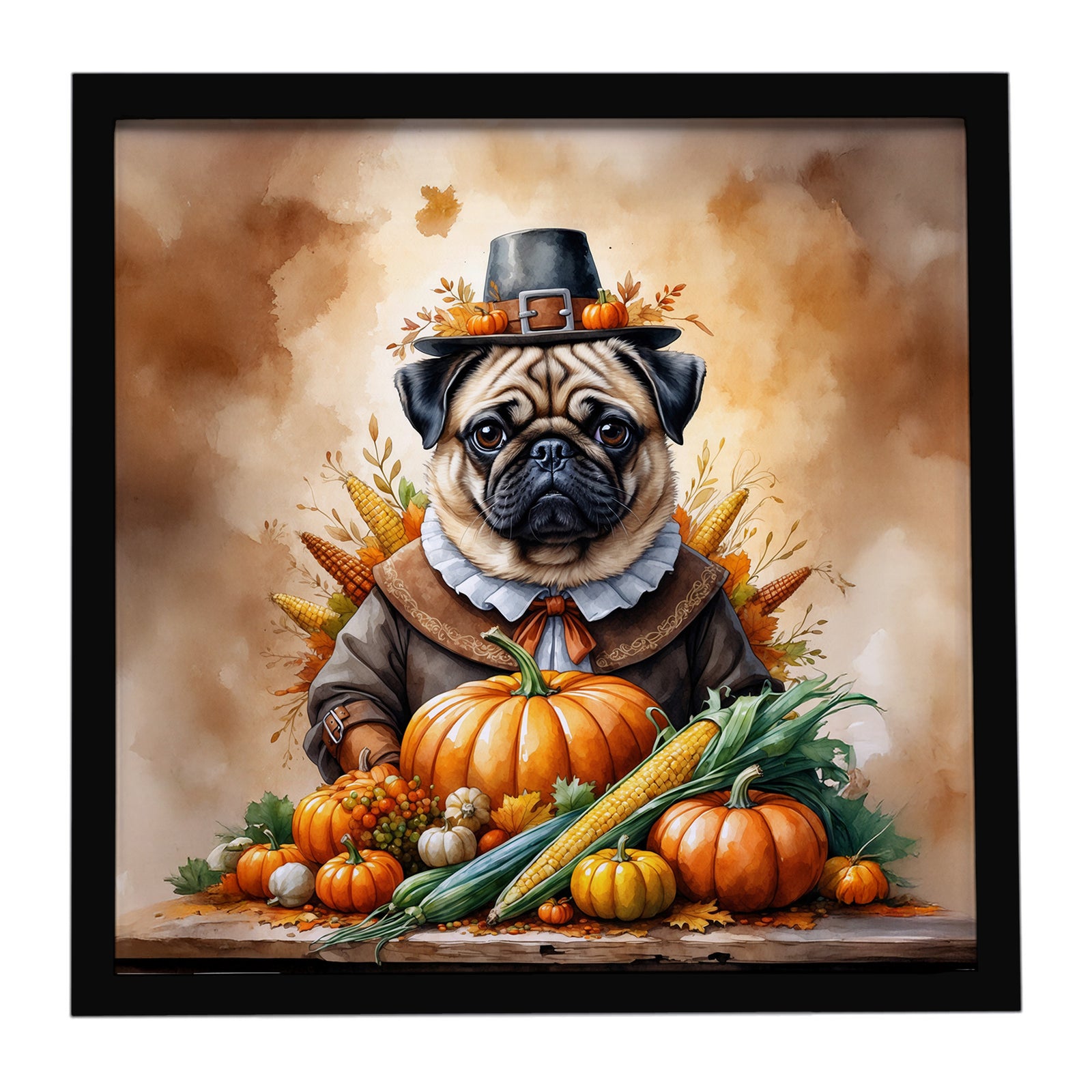Caroline's Treasures Pug Thanksgiving Framed Metal Print