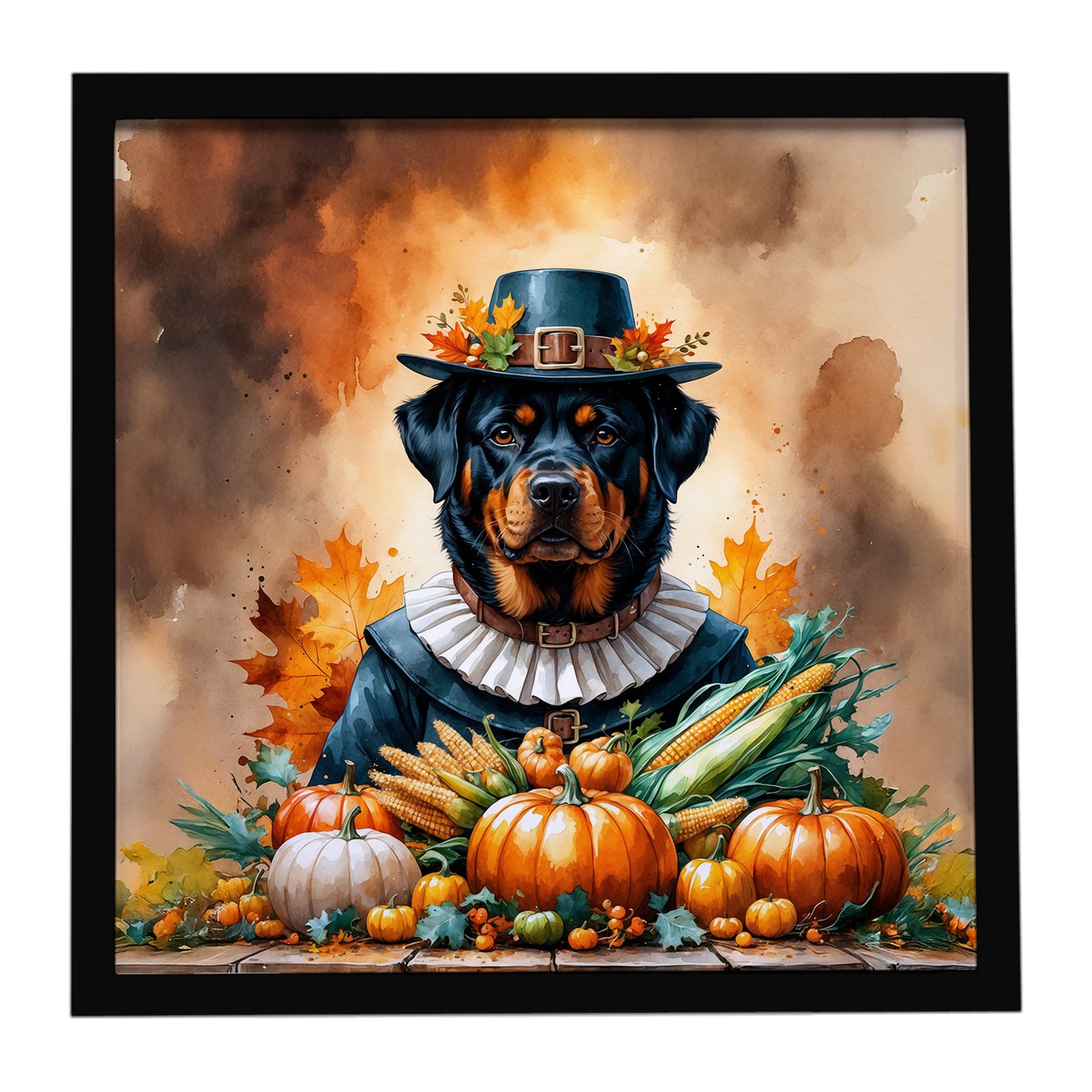 Caroline's Treasures Rottweiler Thanksgiving Framed Metal Print