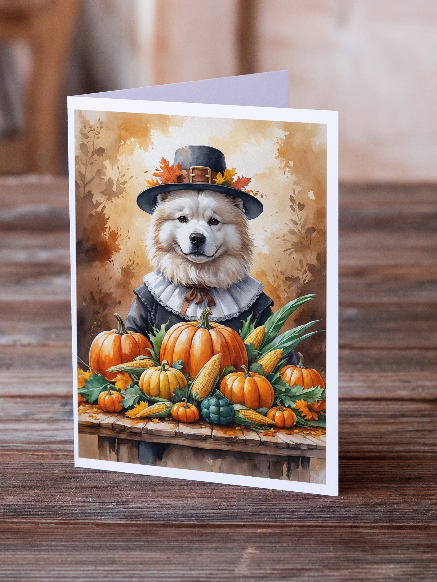 Caroline's Treasures Samoyed Thanksgiving Greeting Cards Pack of 8