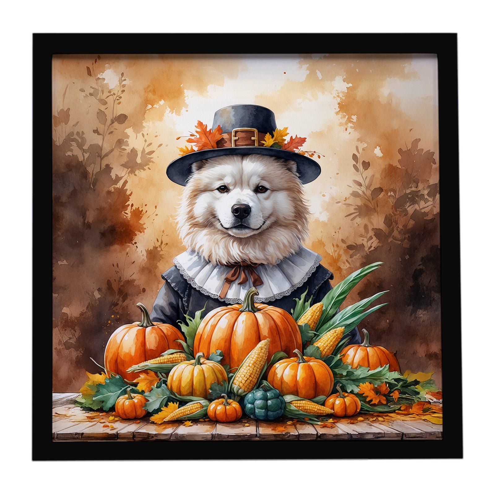 Caroline's Treasures Samoyed Thanksgiving Framed Metal Print