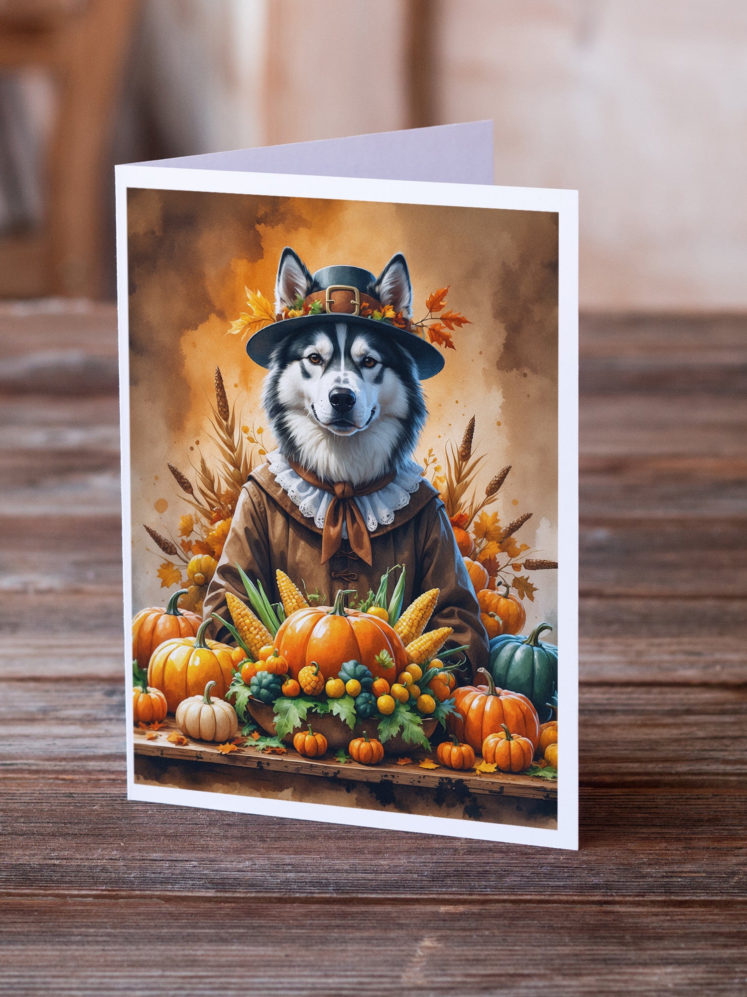 Caroline's Treasures Siberian Husky Thanksgiving Greeting Cards Pack of 8